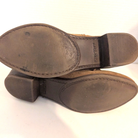 Minnetonka Suede Brown‎ Ankle Boots with Side Tassels & Wood Heel Women's Size 8 - Picture 6 of 9